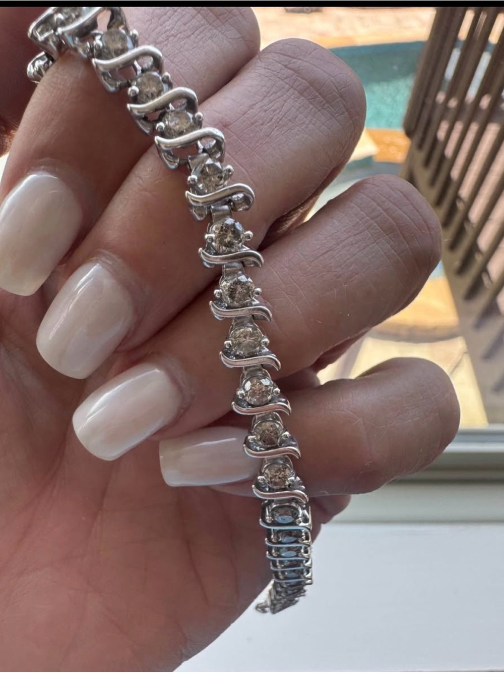 14K White Gold Tennis Bracelet 17 grams